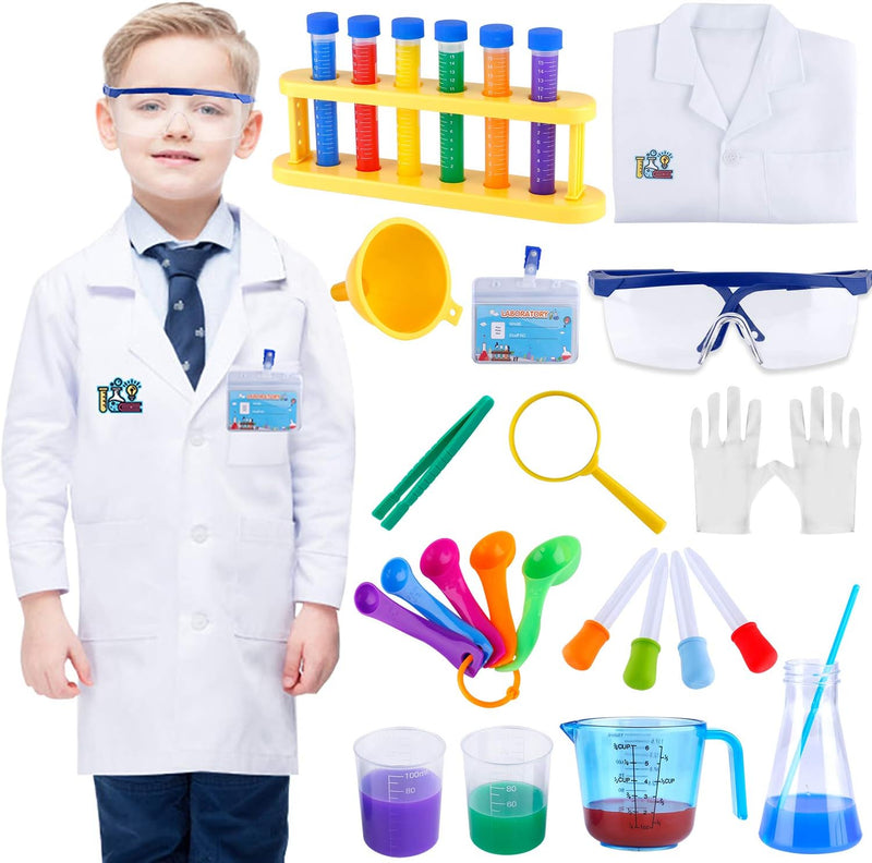 Kids Science Experiment Kit with Lab Coat & Science Tools Ages 6+