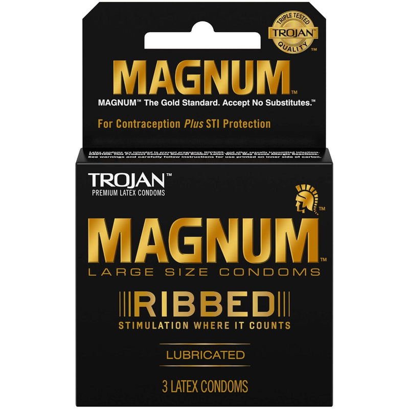 Magnum Ribbed Large Size Condoms, 3 Count (Pack Of 6)