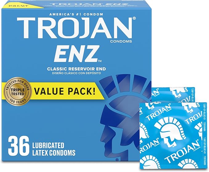 Lubricated Latex Condoms for Contraception & STI Protection, 36 Count Pack
