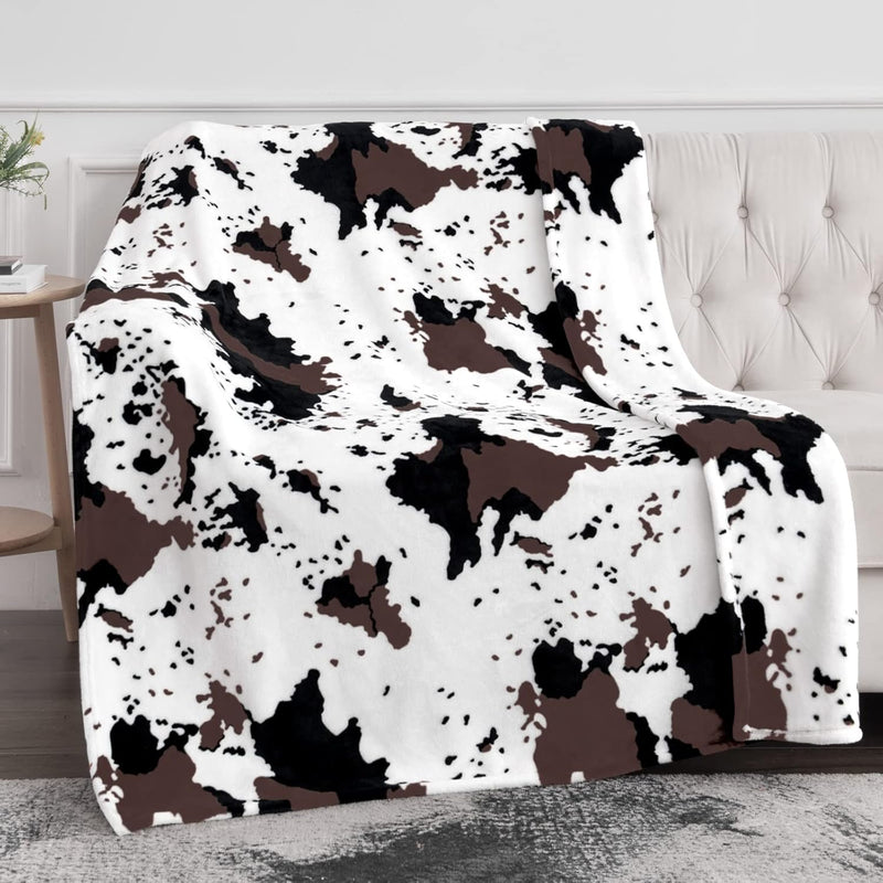 Cow Print Blanket Double Sided Print Warm Soft Throw Blanket For Bedroom Decor