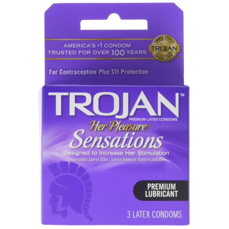 Her Pleasure Sensations Lubricated Premium Latex Condoms - 3Ct