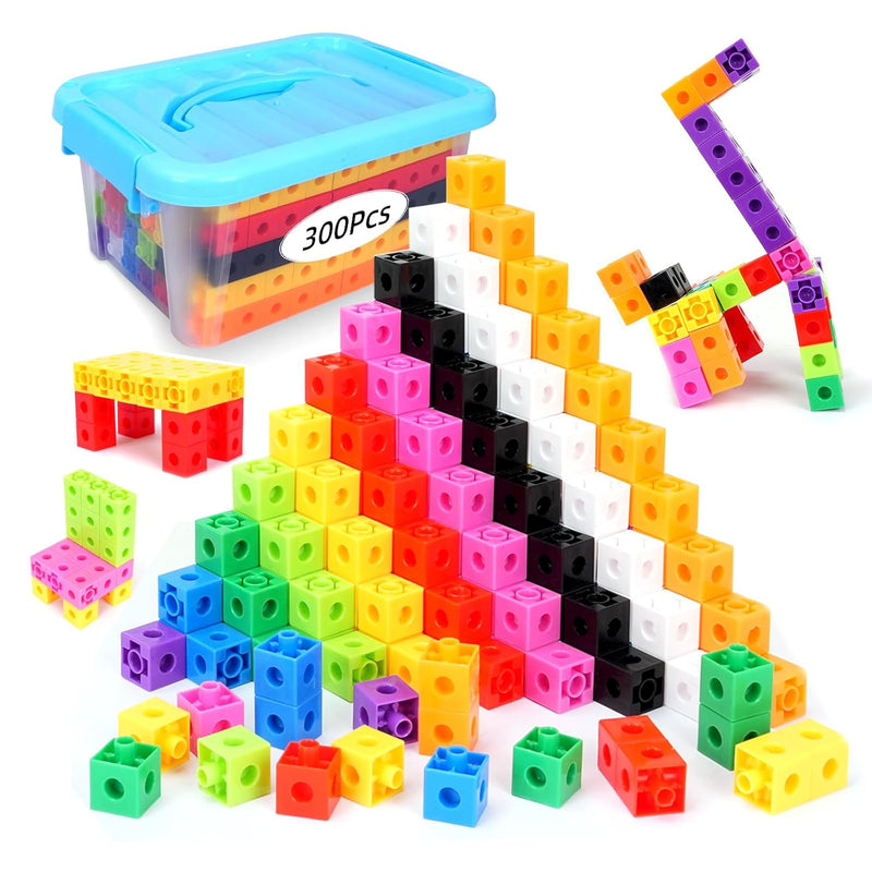 300 Pcs Linking Cubes For Math With Storage Boxes, Kids Counting Blocks For