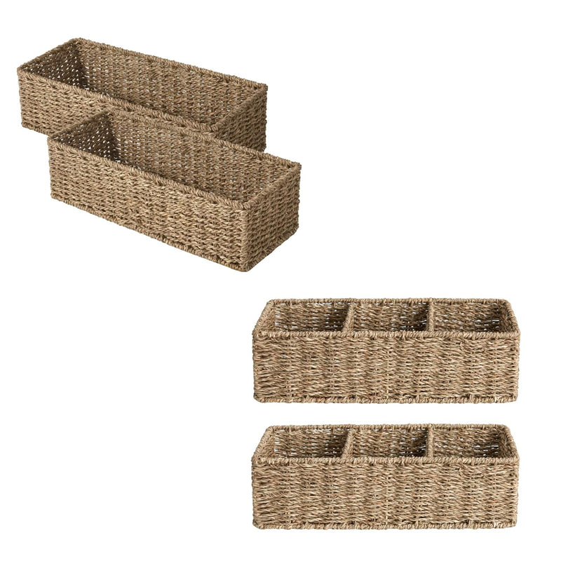 Hand-Woven Seagrass Wicker Baskets Set
