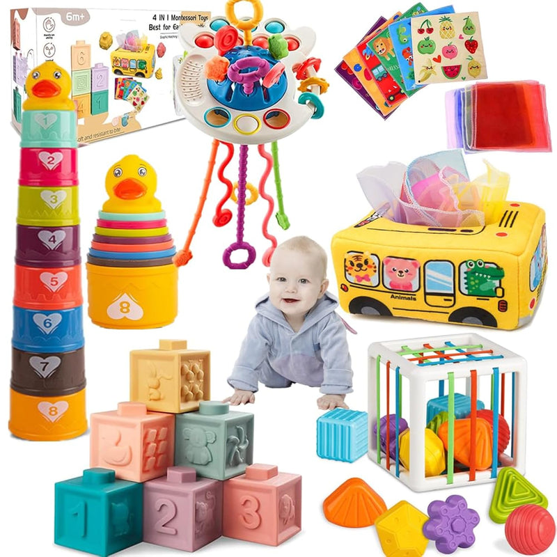 Baby Toys 6 To 12 Months, Montessori Toys For 1 Year Old, Silicone Pull Str