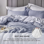 King Size Comforter Set - 3 Pieces Blue Soft Luxury Cationic Dyeing Bedding Comforter For All Season, Breathable Lightweight Fluffy Bed Set With 1 Comforter And 2 Pillow Shams