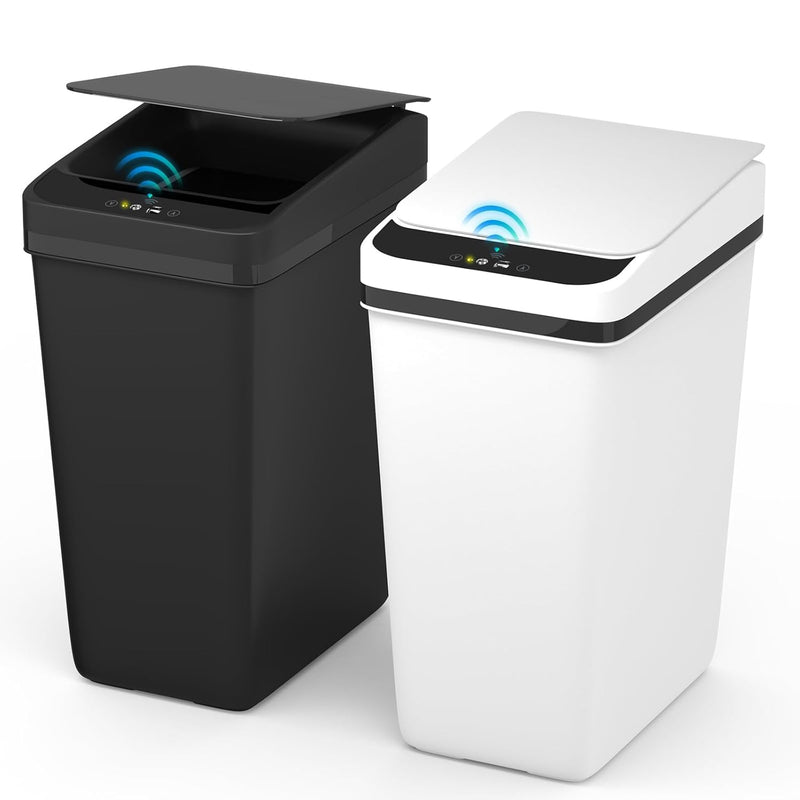 2Pack-2.5 Gal Bathroom Trash Can Sensor Motion, Slim Touchless Trash Bin With Li