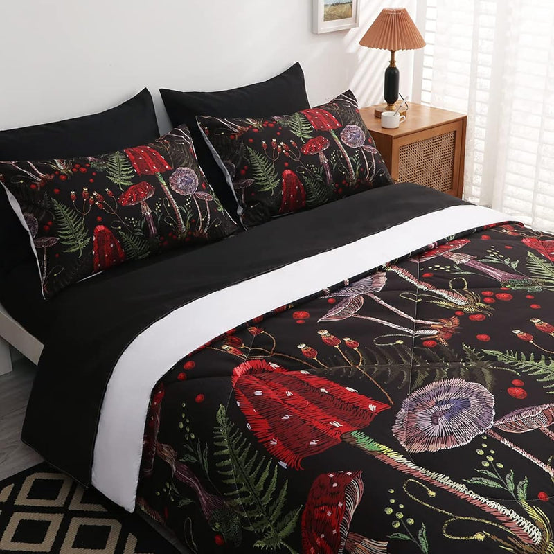 7 Piece Mushroom Comforter Set Full/Queen Size Mushroom Bedding Set Bed In A B