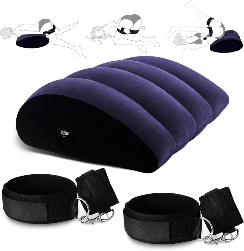 Inflatable Sex Pillow with Wrist & Thigh Cuffs – Bondage Restraints for Couples