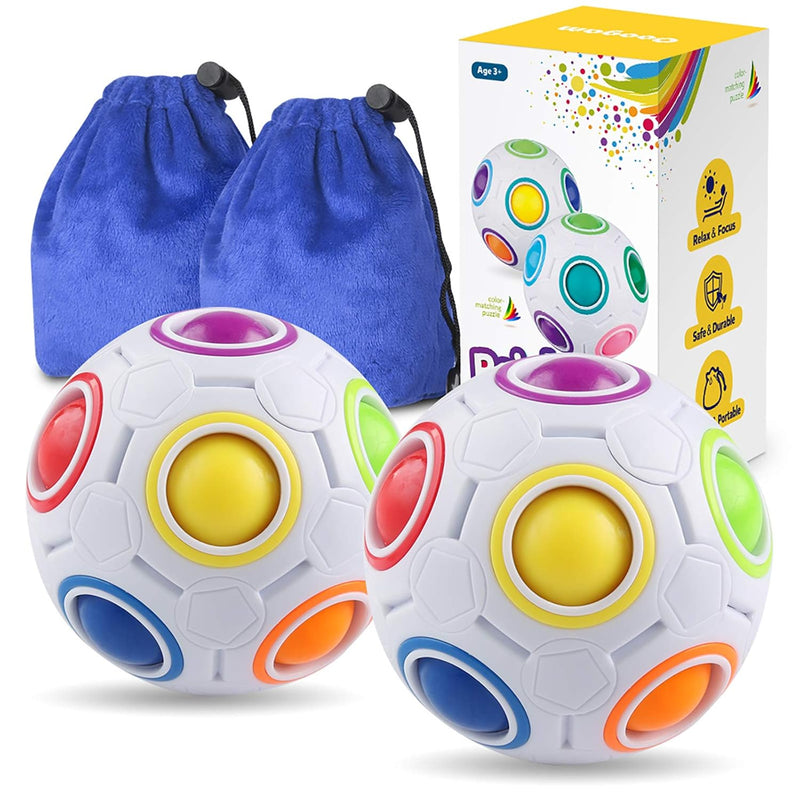 Coogam Rainbow Puzzle Ball Pack with Pouch Color-Matching Game Toy Stress R