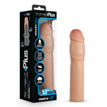 Blush Sex Toys For Men - Performance Plus Resilience Realistic Penis Extender Sleeve - 7 Inch - Dual Density Liquid Silicone Reusable Cock Sleeve - Penis Extension Enlarger Male Pleasure Tool - Beige