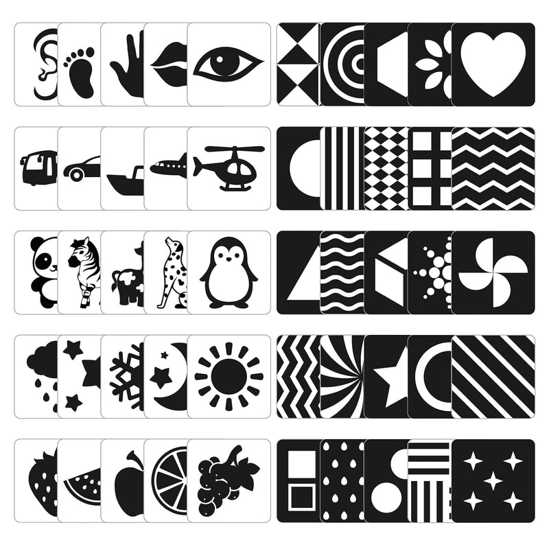 Baby Visual Stimulation Flash Cards: 50 Pages Black And White High Contrast