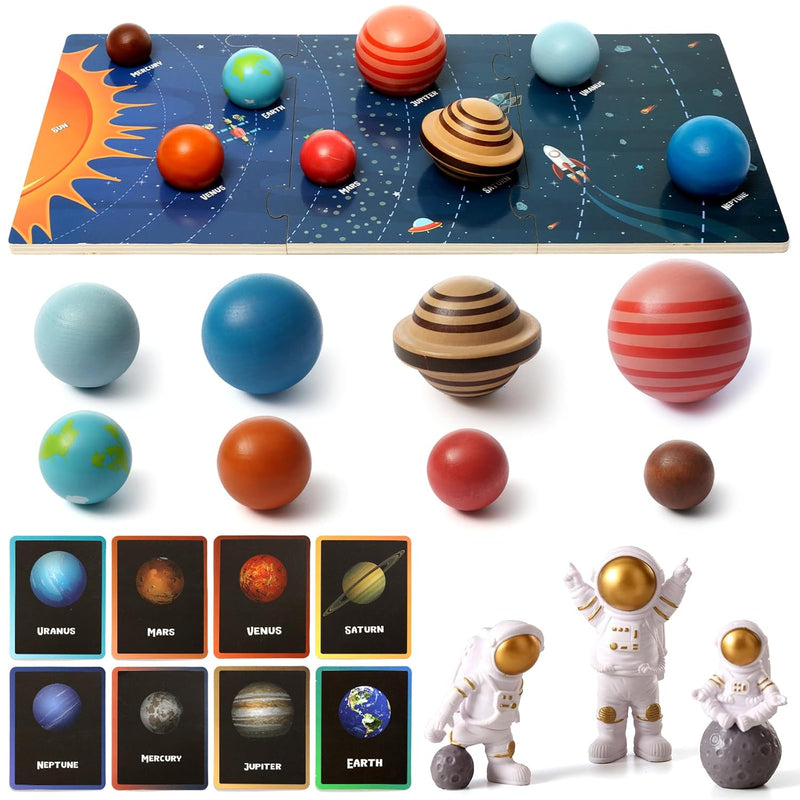 Wooden Solar System Model Board?Kids Solar System With Astronauts ?Montesso
