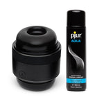 Voy Adjustable Male Masturbator Penis Stroker & Pjur Aqua Water Based Personal Lubricant 3.4 Fl Oz - Male Sex Toys Bundle