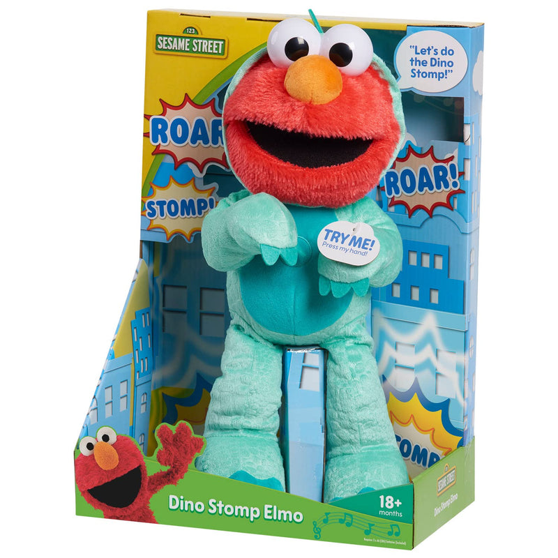 SESAME STREET Dino Stomp Elmo 13-Inch Plush Stuffed Animal Sings and Dances