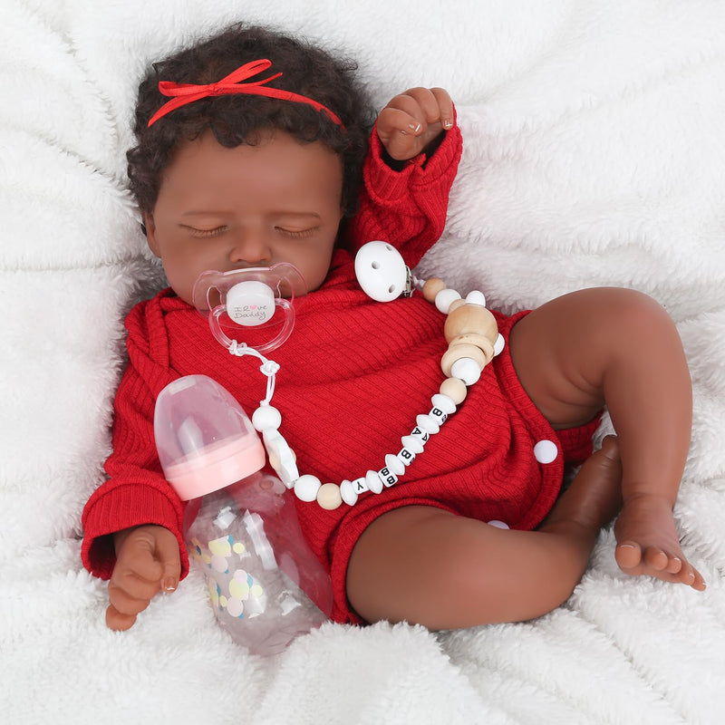 Realistic 18 Inch Reborn Baby Doll African American Sleeping Newborn Handcr