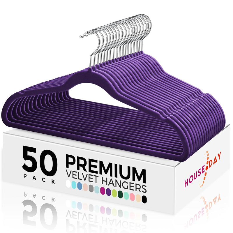 Premium Velvet Clothes Hangers 50 Pack Non-Slip Flocked Felt Hangers Heavy Duty