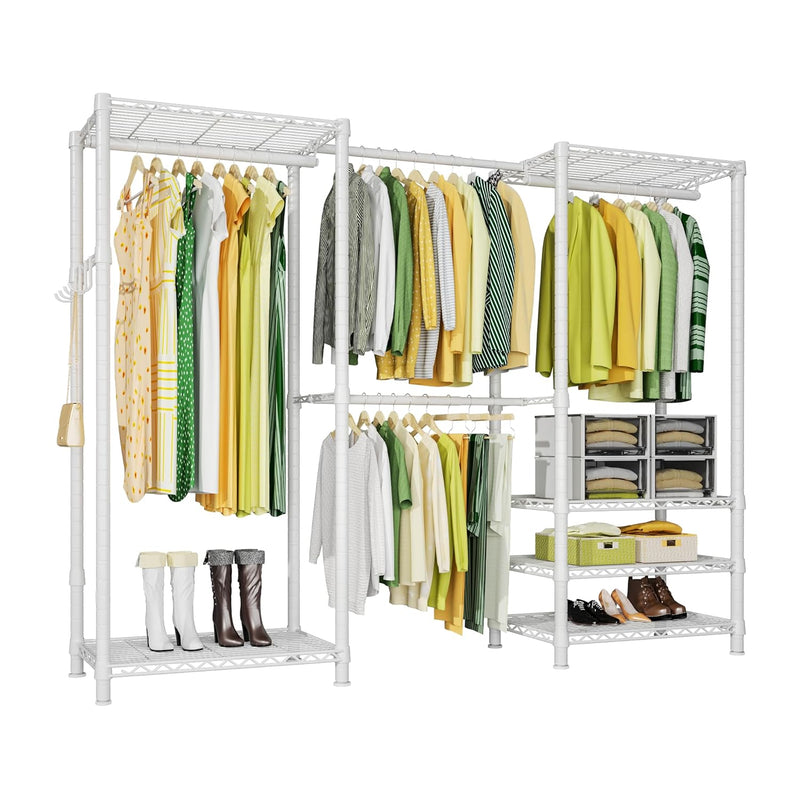 E1 Heavy Duty Clothes Rack, 6 Tiers Metal Freestanding Garment Rack, Expandable