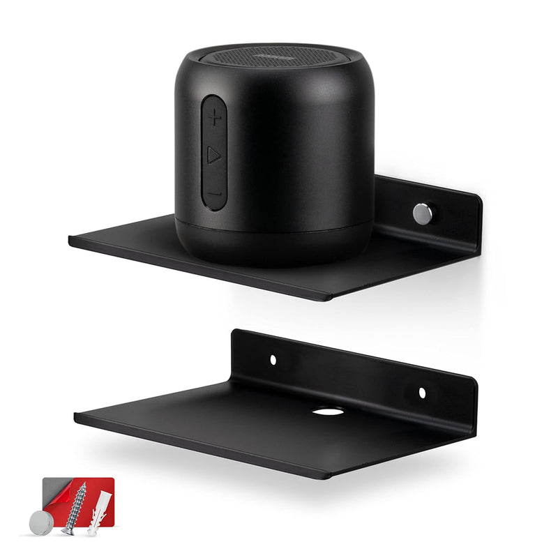 2-Pack 6" Floating Metal Wall Shelf For Books, Organizer, Speakers, Plants, Ca