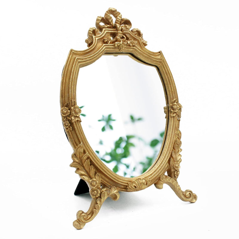Antique Gold Resin Frame Decorative Wall Mirror Makeup Mirror Tabletop Mirrors