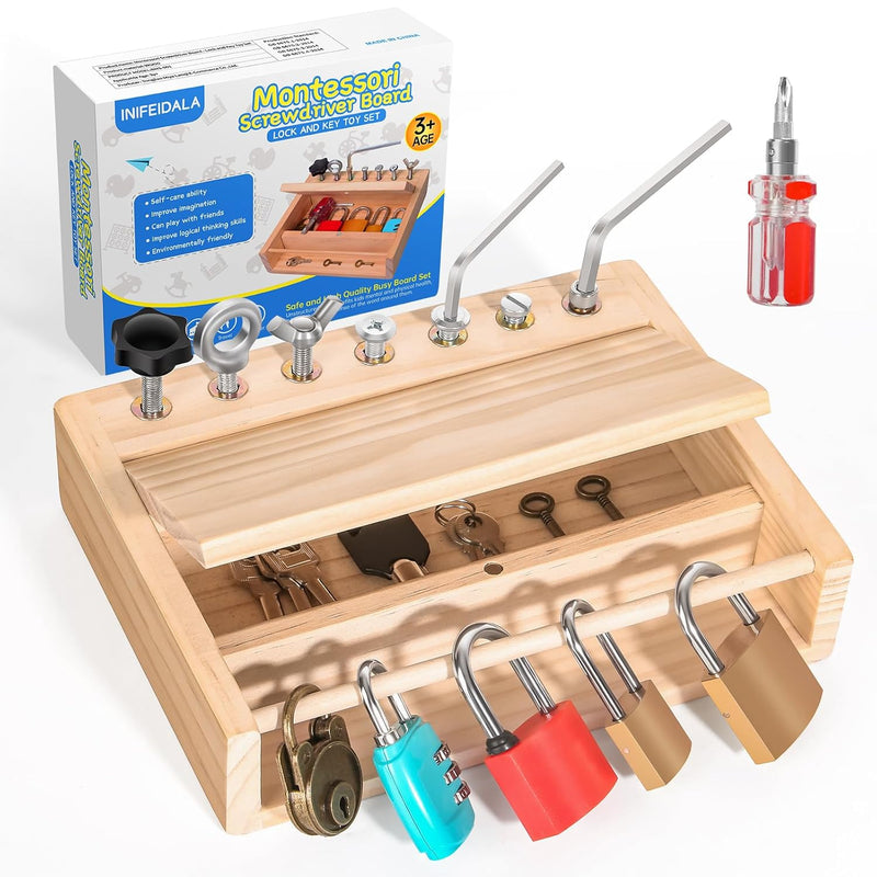 Montessori Screwdriver Board Set Lock And Key Toy,Montessori Toys For 3 4 5