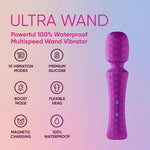 Ultra Wand Vibrator For Adults - Soft Silicone, Purple, Regular - Waterproof Sex Toys With Multiple Vibration Patterns, Boost Mode, Flexible Head - Adult Toys, Premium Sex Toy