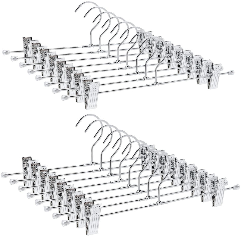 Metal Pants Hangers With Clips 50 Pack, Heavy Duty Metal Skirt Hangers With 2-Ad