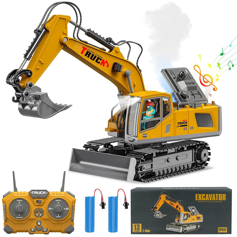 Remote Control Excavator Toys For Ages 6 12 Boys, 13 Channel Rc Excavator C