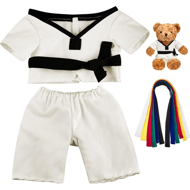 Taekwondo Uniform Outfit Bear Clothes with Belts, Bear Not Included, Fit 12