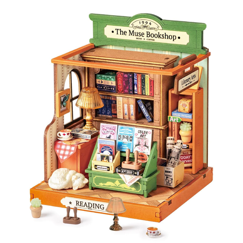 Rolife DIY Mini Building House Miniature Kit-The Muse Bookshop, Miniverse L
