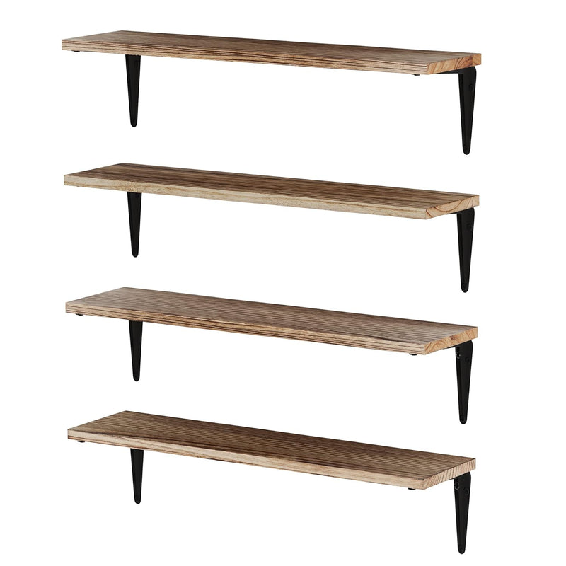 Arras Wood Floating Shelves For Wall, 24"X6" Wall Shelves For Bedroom Decor, B