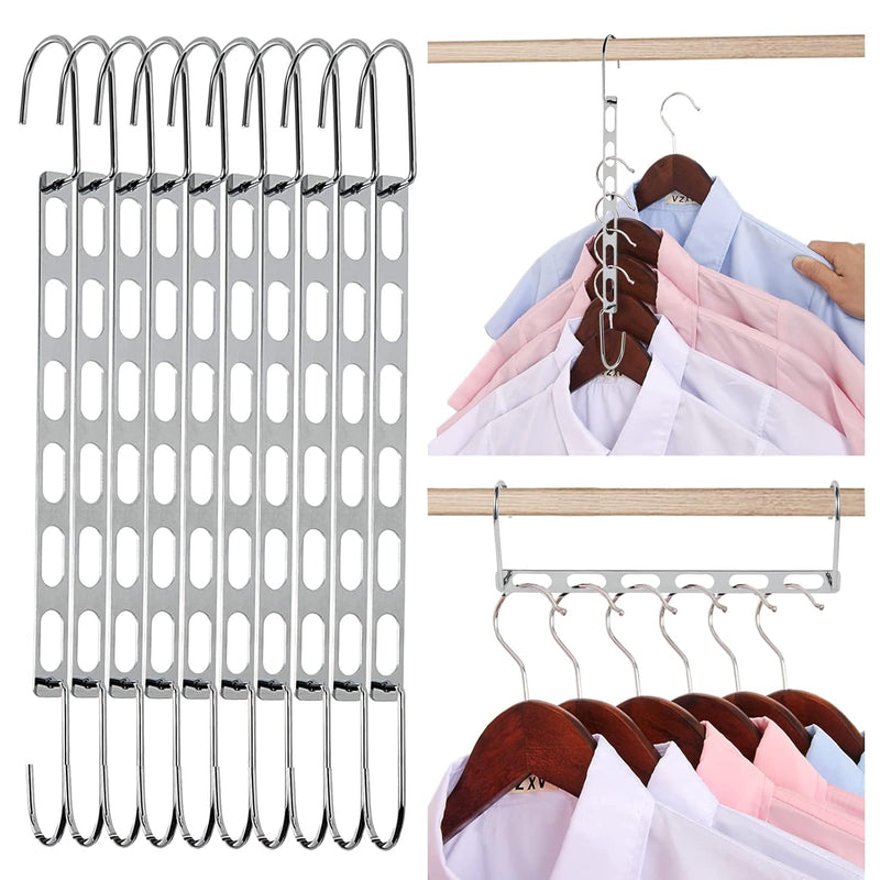 Space Saving Hangers, 10 Pack Metal Hanger Organizer, Space Saver Hangers, Colla