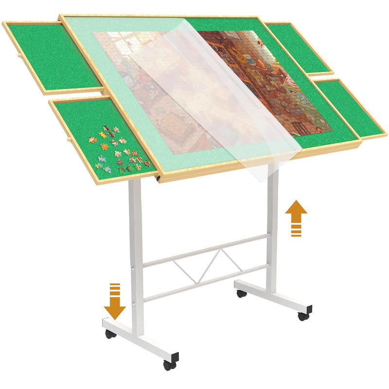 Jigsaw Puzzle Table 1500 Pieces,Adjustable Height&Up Puzzle Board With Cover A