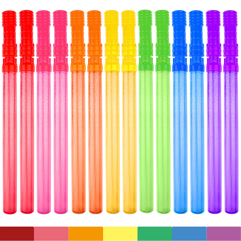 Bubble Wand, 14" Big Bubble Wand Set(14 Pack 7 Colour), Non Toxic Smelless