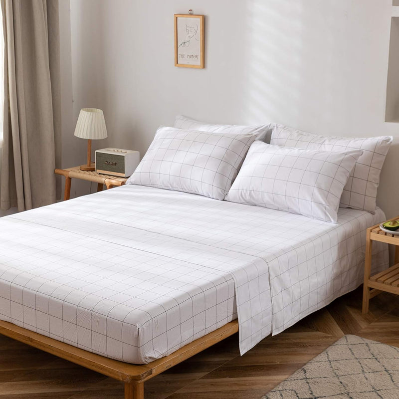 Plaid Sheet Set, Extra Soft Bedding Sheets- 16" Deep Pockets, Easy Care, Breat