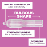 Her Pleasure Sensations Lubricated Condoms - 12 Count (Packaging May Vary)