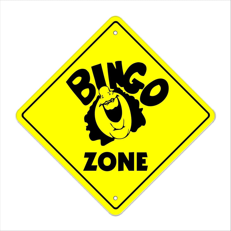 Bingo Crossing Sign Zone Xing | Indoor/Outdoor | 12" Tall Plastic Sign Card Ch