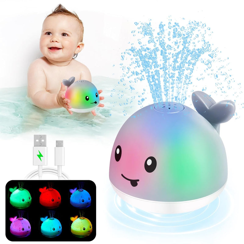 ?2024 Upgraded?Baby Bath Toys, Rechargeable Whale Bath Toy Sprinkler, Light