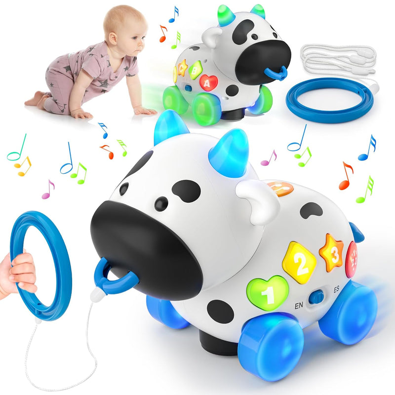 Toddler Toys For 1+ Year Old Boy Girl Gifts, Blingual Musical Cow Baby Toy