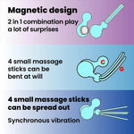 Gatling AV 2IN1 Detachable Vibrator 4 Flexible Sticks 10 Vibration Modes