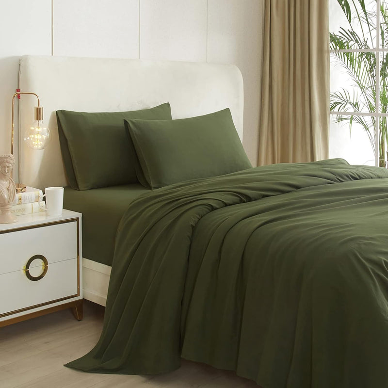 Army Green Sheets King 4 Piece Bed Sheets,15 Inch Deep Pocket,Luxury Soft King