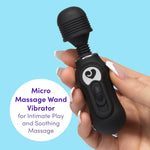 Black Micro Wand Vibrator With 3 Speeds & Flexible Neck - Plastic - Petite