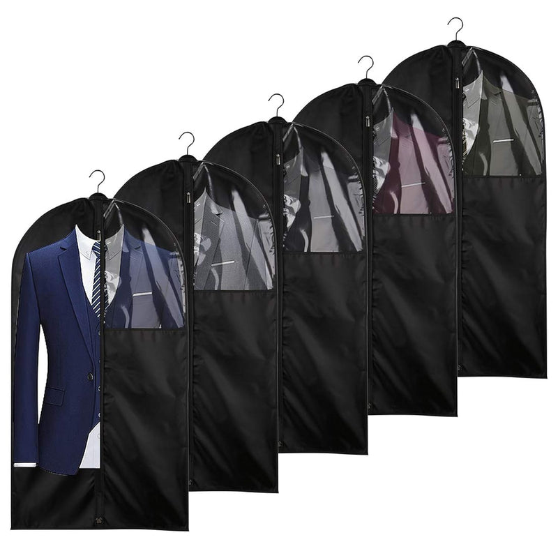 5 Pack 43 Inch Oxford Fabric Garment Bag Suit Cover Bags With Zipper And Transpa