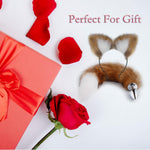Fox Tail Anal Plug Set with Cat Ears Headband for SM and Cosplay