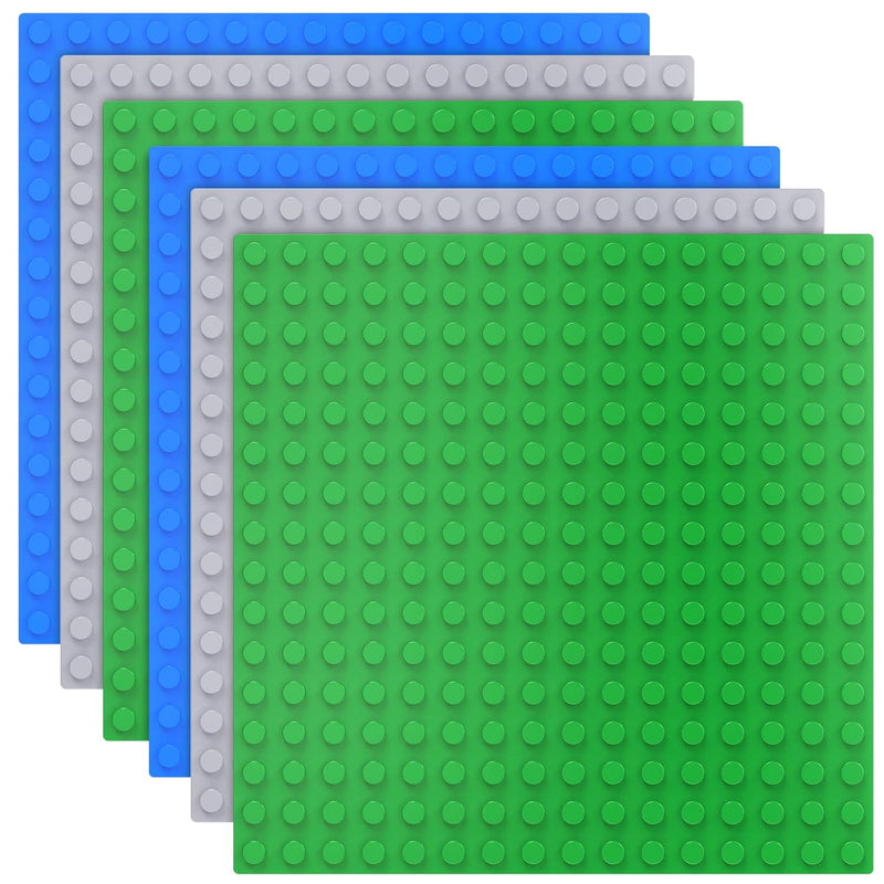 6 Pack Large Building Brick Baseboard In Blue, Green, Gray, 10 X 10 Inch Ba