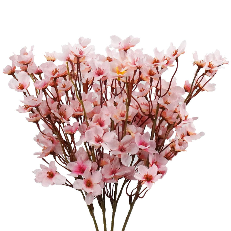 4Pcs Artificial Cherry Blossom Flower, Silk Peach Flowers Fake Plants Arrangem