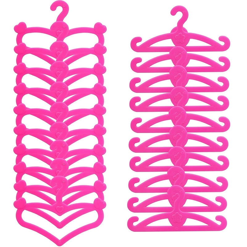 62 Pcs Pink Plastic Hangers For 11.5 Inch Doll Clothes Gown Dress Outfit Ho