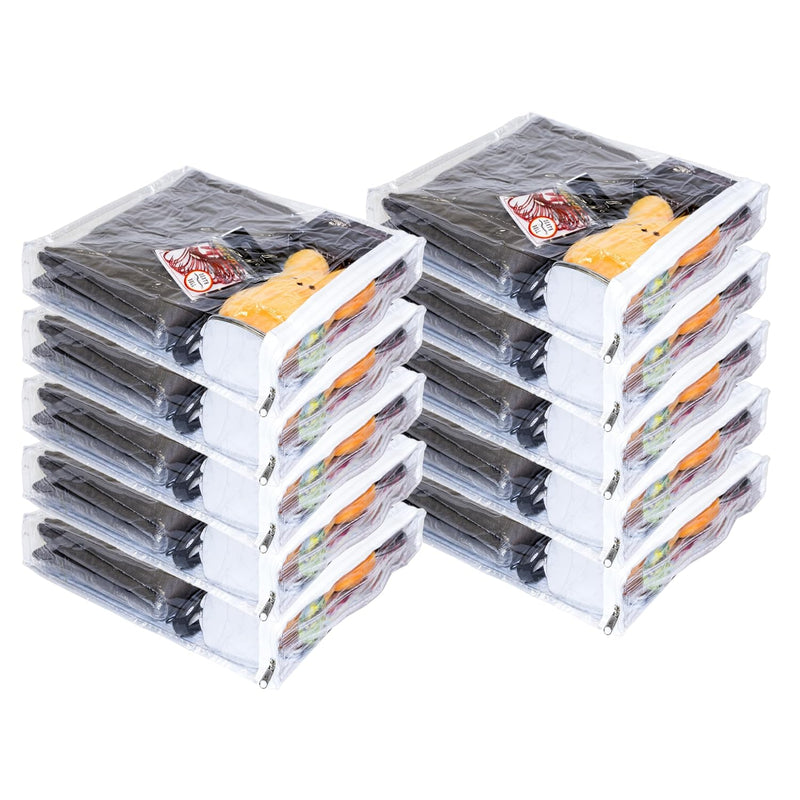 10-Pack Clear Vinyl Zippered Storage Bags 9.5 X 11.5 X 2 Inch With Handle