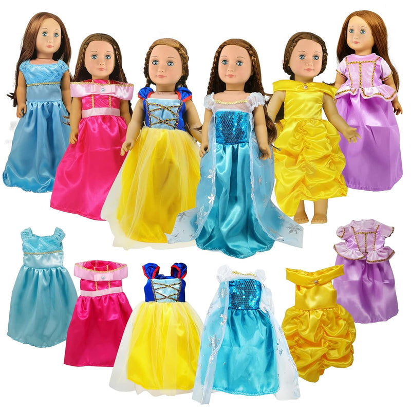 18 Inch Doll Clothes Accessories 6Pcs Different Princess Costume Include Be