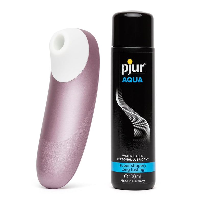 Pro Clit Sucker Vibrator Adult Toy & Pjur Aqua Water Based Personal Lubricant 3.4 Fl Oz - Sex Toys For Women Bundle