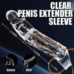 Clear Reusable Penis Sleeve Male Sex Toys, 2.56 Extra Inches Penis Extender Cock Sleeve With Penis Ring, Soft Penis Extension Enlarger Girth Enhancer Sleeve Penis Sheath Adult Sex Toys For Men Couples